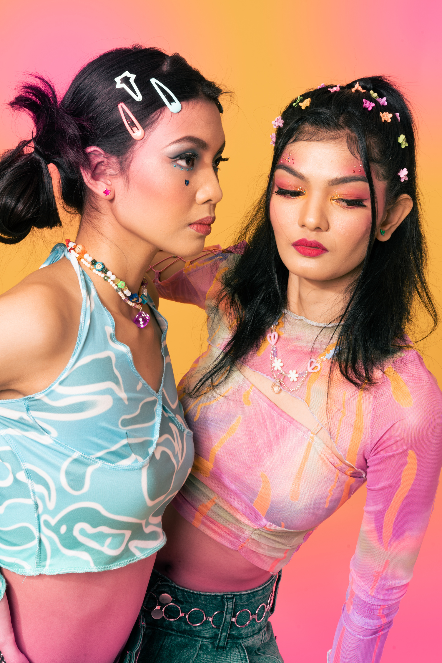 Portrait of Young Women in 90s Fashion