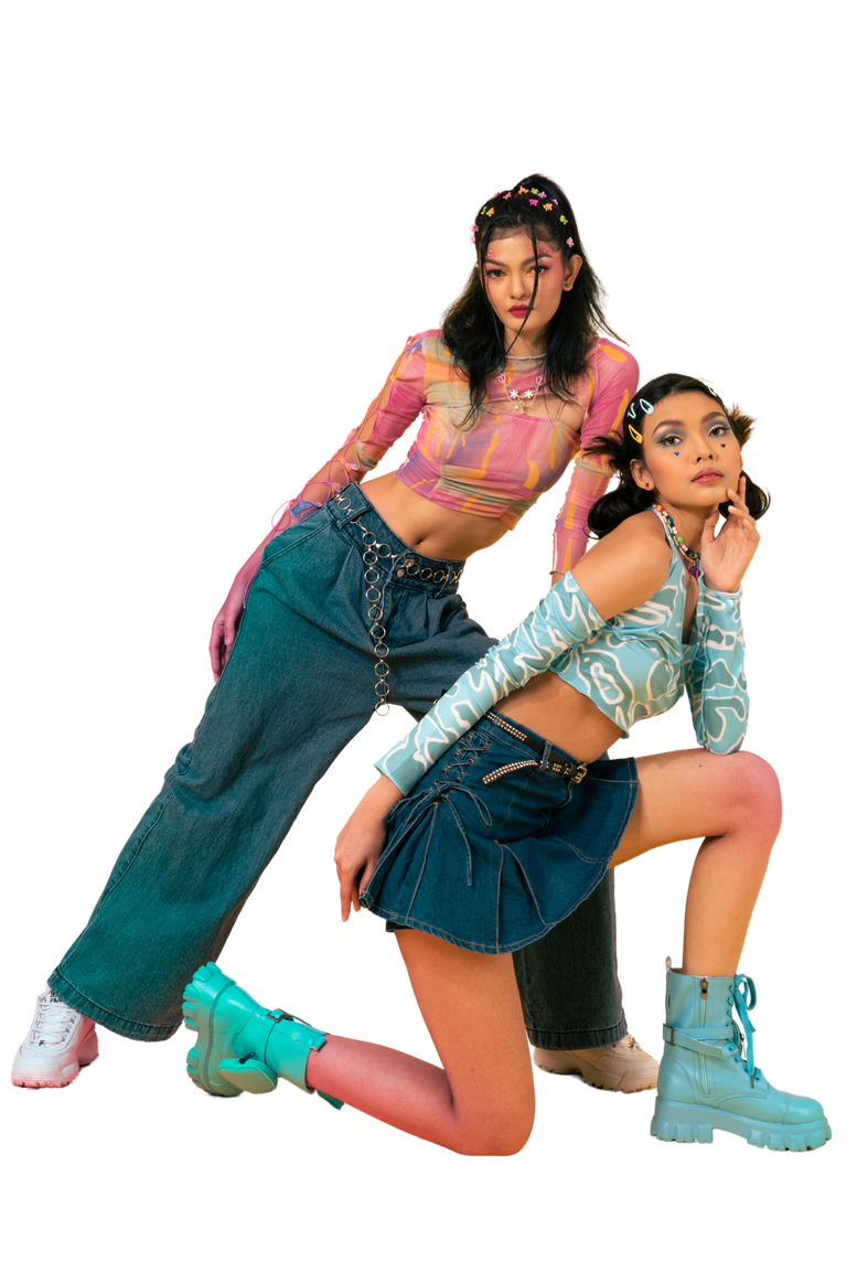 Portrait of Young Women in 90s Fashion